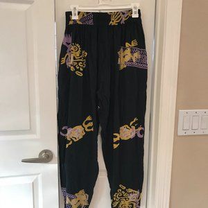 Black Relaxed Fit Tapered Indonesian Pants